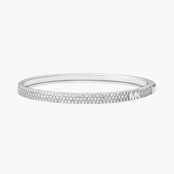 Michael Kors Jewelry - 🖤🖤Michael Kors Precious Metal-Plated Sterling Silver Pavé Logo Bangle Bracelet
